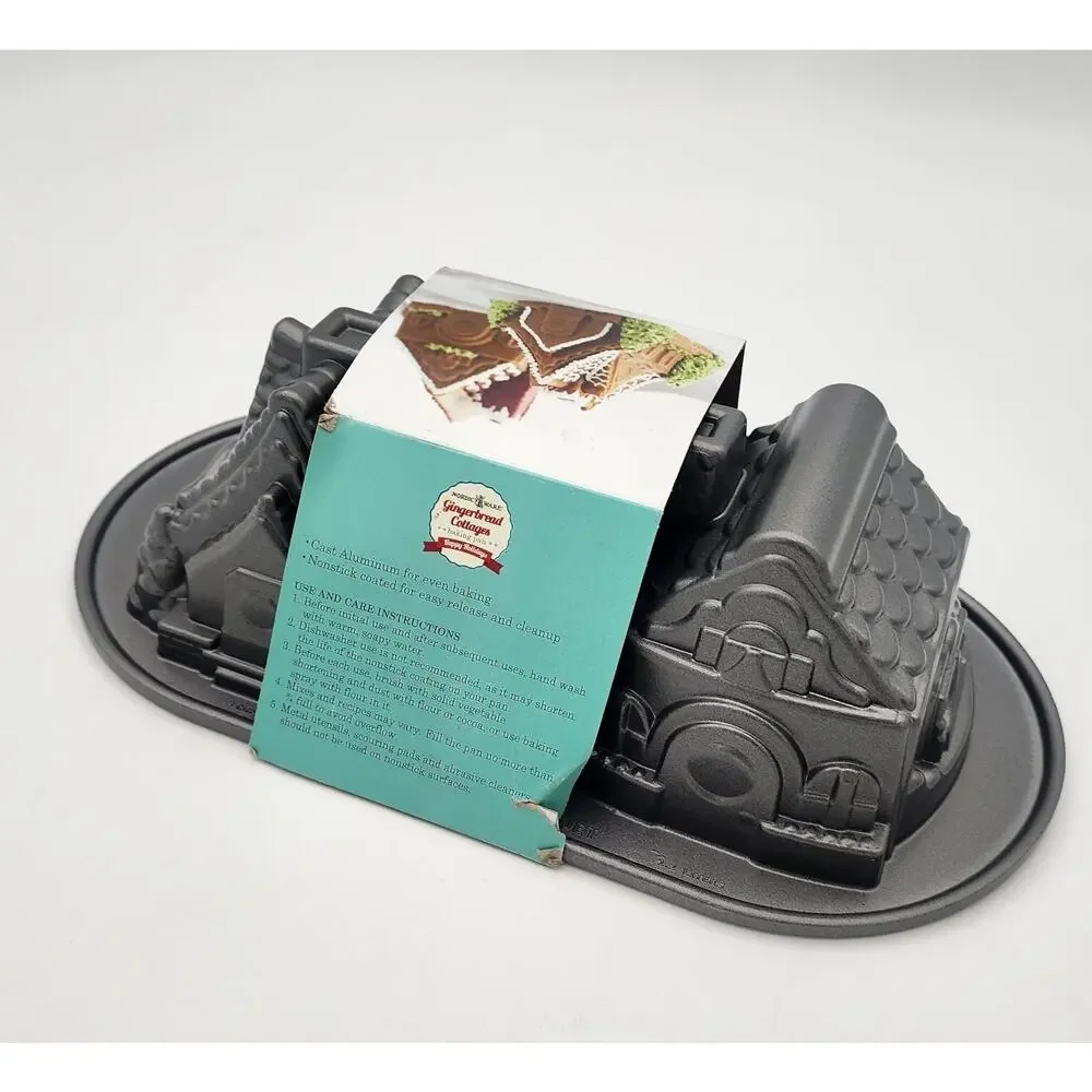 Nordic Ware Mini Gingerbread House Cottage Duet Baking Pan Mold 5 Cup - New